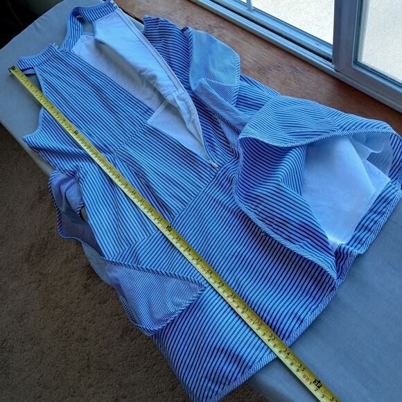 Parker Lauralie Combo Dress size 4 blue stripes halter fit & flare cotton lined - Picture 12 of 14